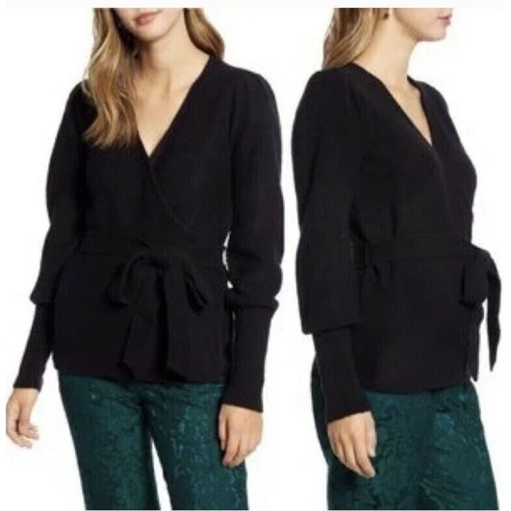 Rachel Parcell Womens Wrap Cardigan Sweater Sz L Classic Minimalist Career Corp